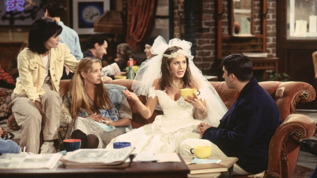 Primer episodio de 'Friends' con Rachel vestida de novia