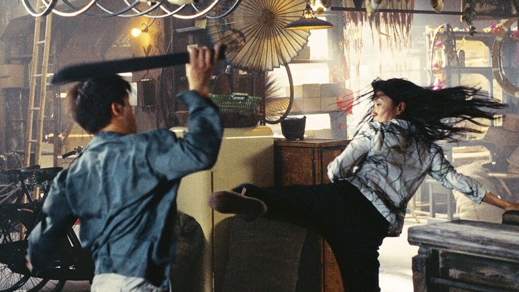 Wai Lin dando una patada en 'El mañana nunca muere'