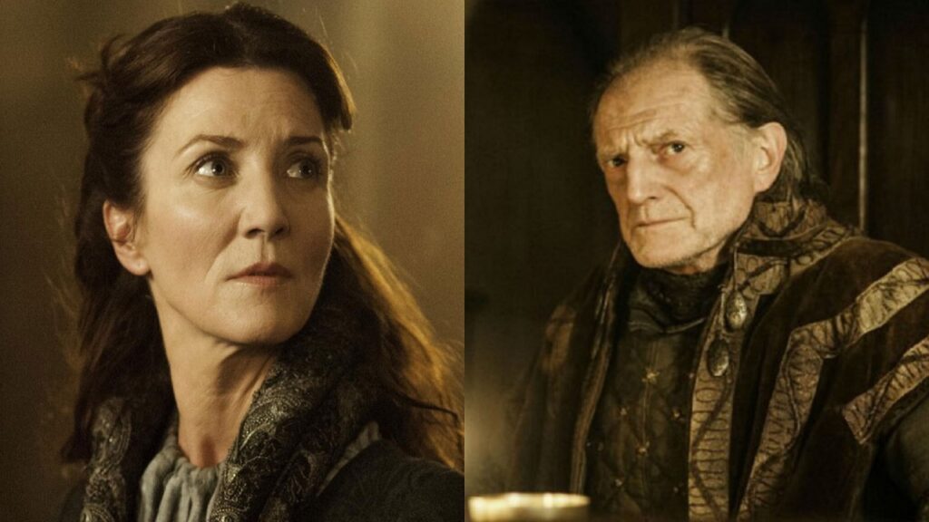 Michelle Fairley y David Bradley en 'Juego de tronos'
