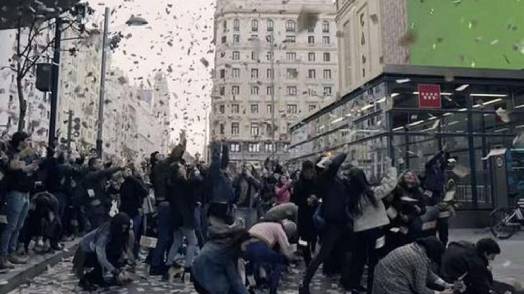 Lluvia de billetes en 'La casa de papel'