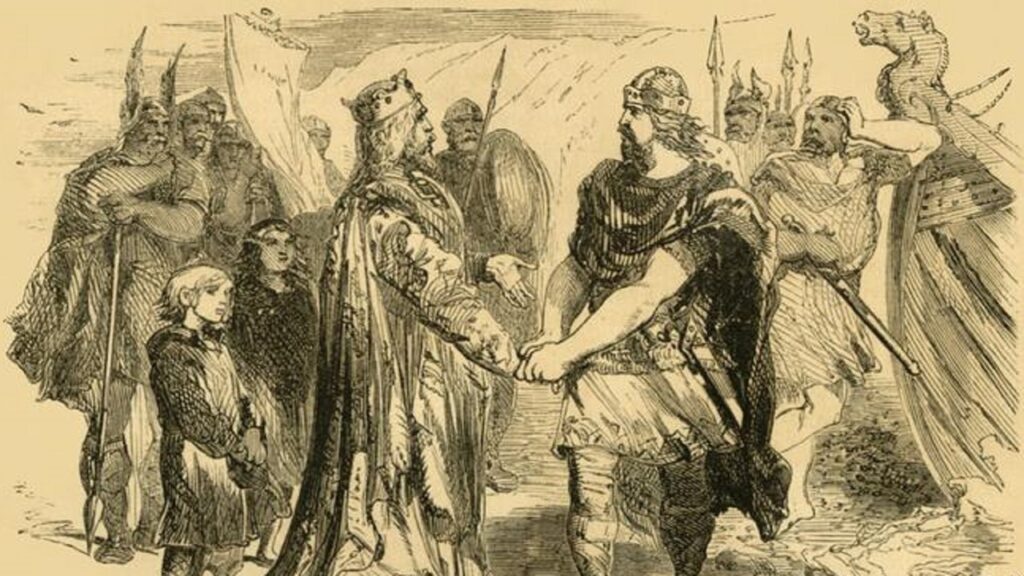 Dibujo antiguo de los vikingos