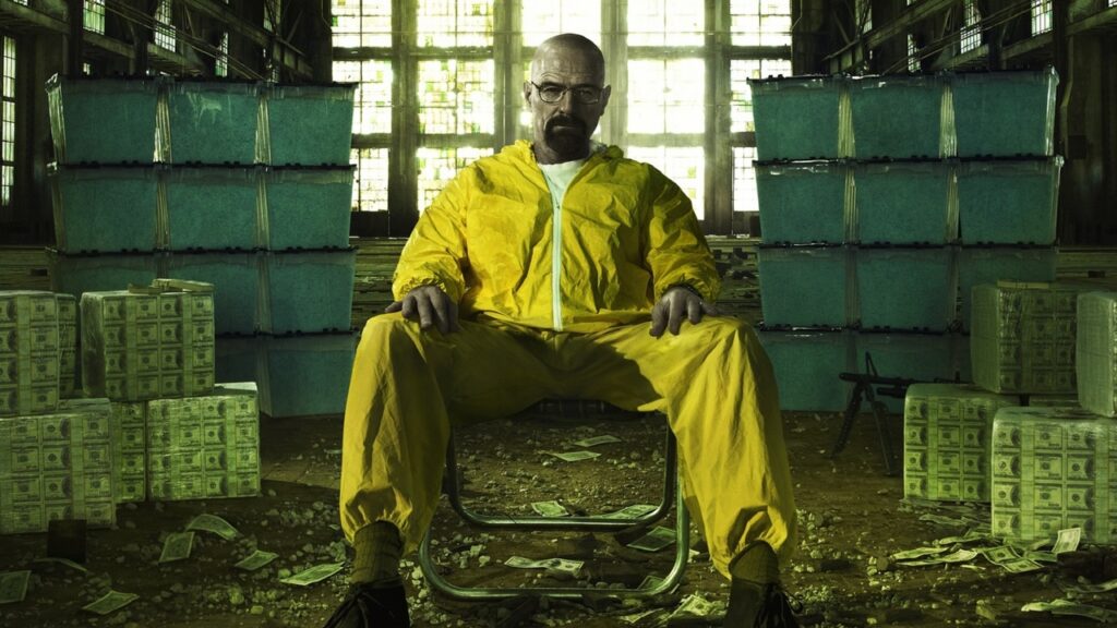 Walter White con mono amarillo en 'Breaking Bad'