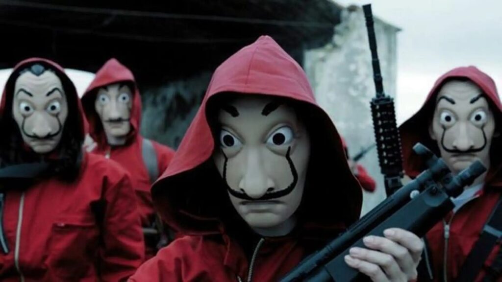 Atracadores con máscaras de Dalí en 'La casa de papel'