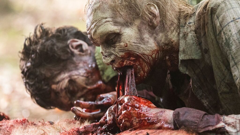 Caminante comiendo en 'The walking dead'