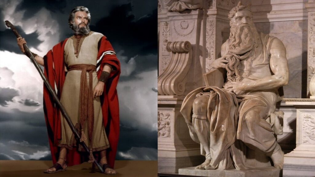Parecido entre Charlon Heston y el 'Moisés' de Miguel Ángel Buonarroti