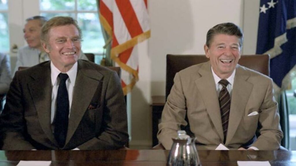Charlon Heston y Ronald Reagan