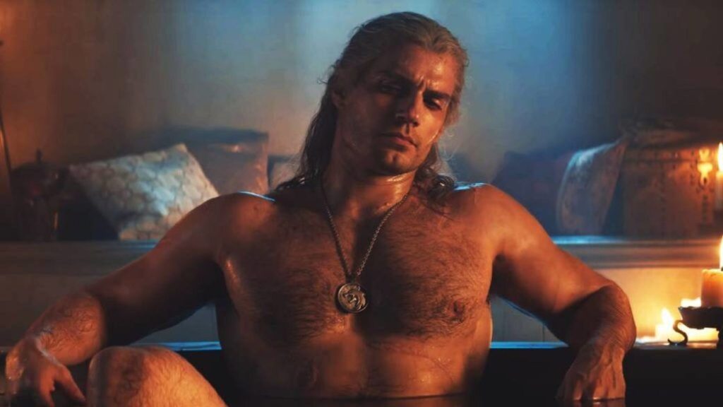 Geralt en la bañera en 'The Witcher'