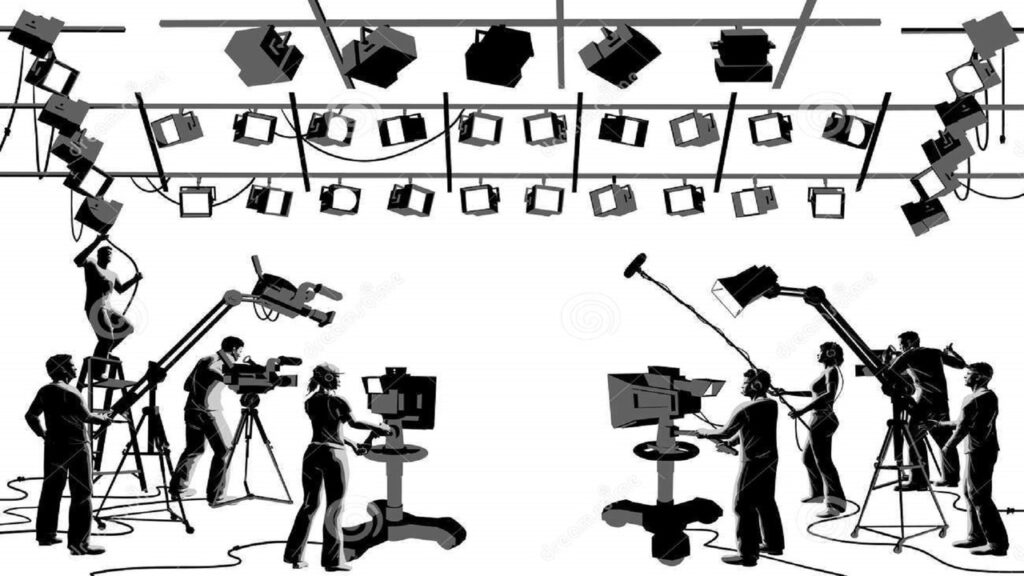 Staff de personas que trabajan en el cine