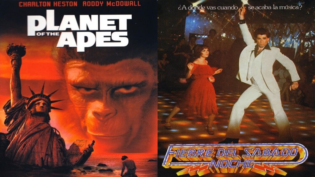 Carteles de 'El planeta de los simios' y 'Fiebre del sábado noche'