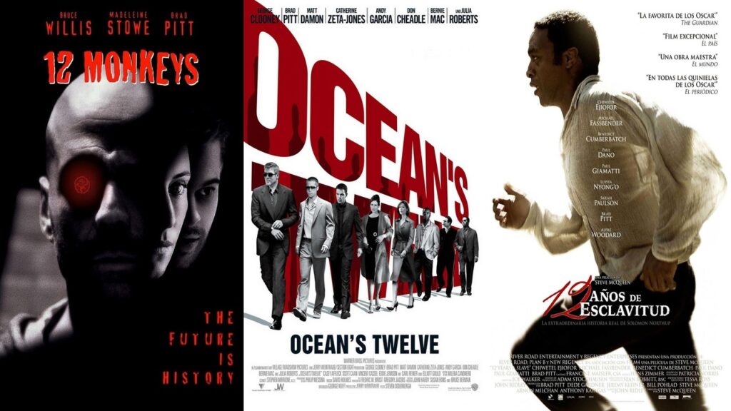 Carteles de 'Doce monos', 'Ocean's Twelve' y '12 años de esclavitud'