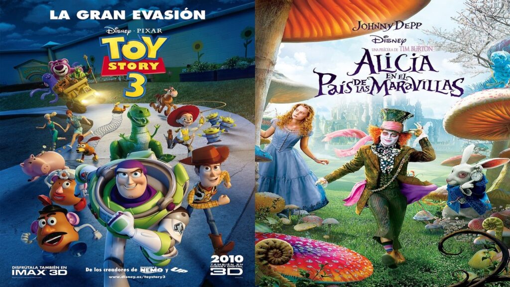 Carteles de 'Toy story 3" y "Alicia en el país de las maravillas'